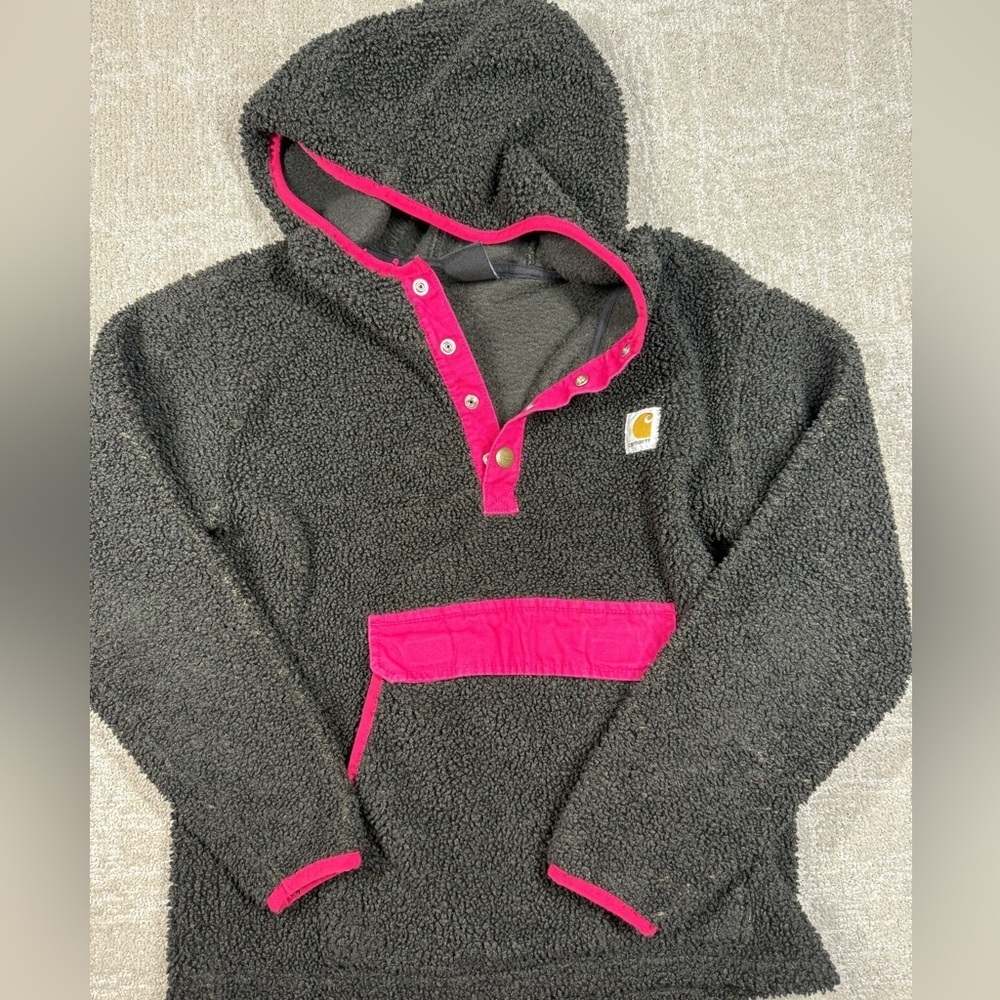 Carhartt Fleece Long Sleeve Hooded Sweatshirt Girls Size L/12